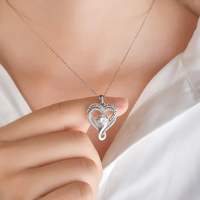 Engraved Heart Necklace with Wooden Box