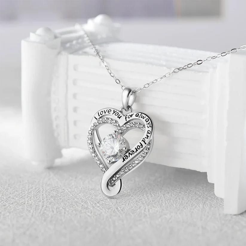 Engraved Heart Necklace with Wooden Box