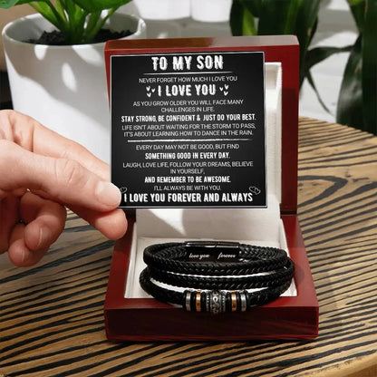 To My Son - "Love You Forever" Bracelet Gift Set with Wooden box