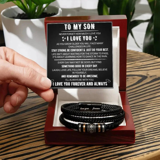 To My Son - "Love You Forever" Bracelet Gift Set with Wooden box